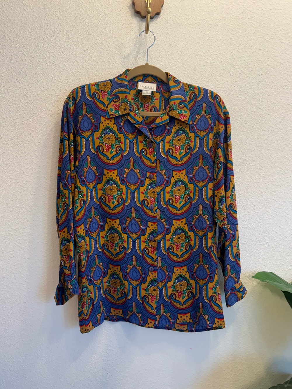Vintage 100% Silk Nordstrom Point of View Paisley Blouse Size 2 Retro